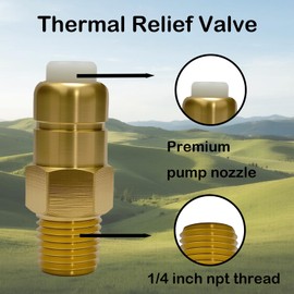 1/4 Inch NPT Brass Thermal Relief Valve, Pressure Washer Pump Overheat Protection, Thermal Release Valve for Power Washer Replacement Parts with 1 Rroll of Teflon Tape