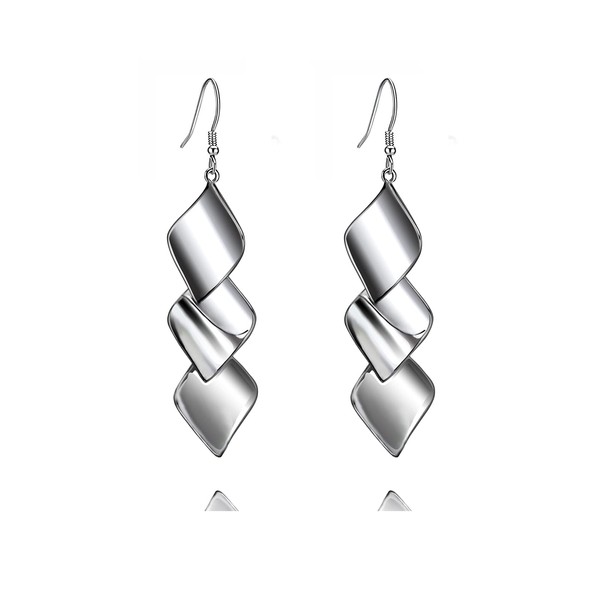 GLPAHA Silver Square Dangle Earrings for women shiny and sharp