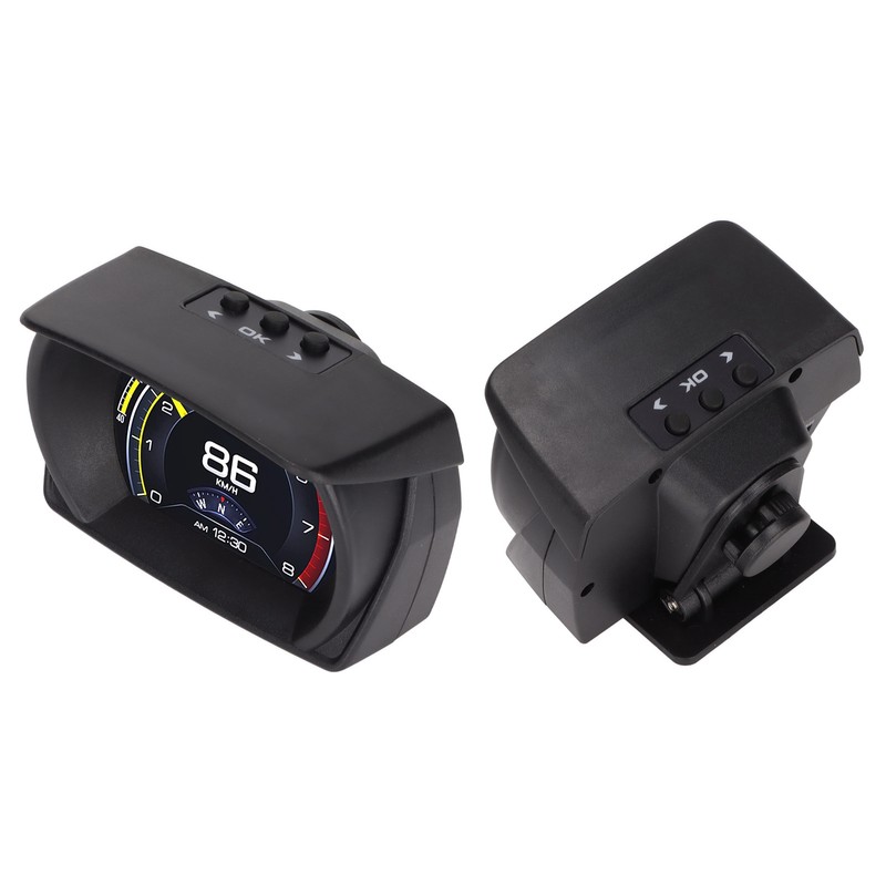 Black Vehicle HUD Display Multifunction OBD HUD Gauge 9 Alarm