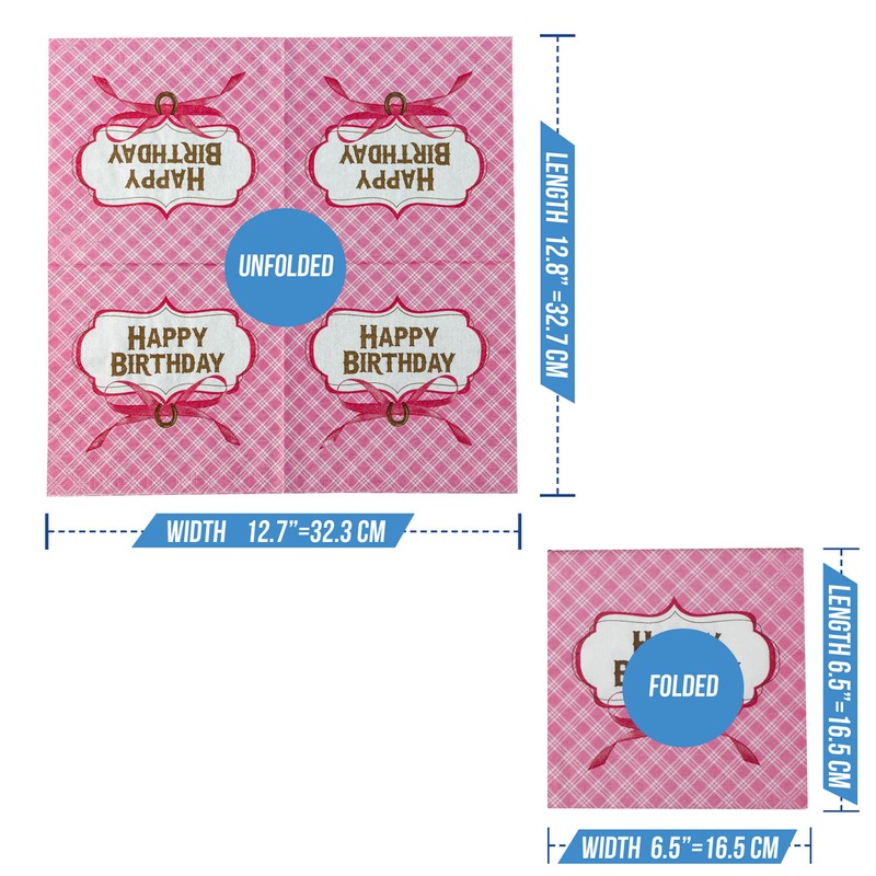 Iconikal Dinner Party Paper Napkins, Happy Birthday Horseshoe, 48-Count