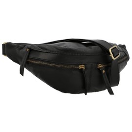 Gusti Acton Women's and Men's Bum Bag Festival Bag Vintage Black Leather, black, Retrò