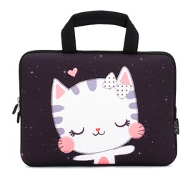 12 Inch Laptop Sleeve Carrying Bag Protective Case Neoprene Sleeve Tote Tablet Cover Notebook Briefcase Bag with Handle for Women Men(Cat,12")