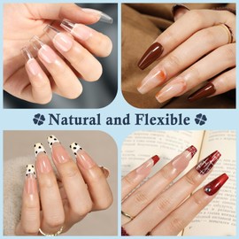 Medium Gel x Coffin Nail Tips, 504pcs Soft Gel Pre-Shaped Acrylic Fake Nails, Half Matte Full Cover Clear Press on Flase Nail Tips for Extension Nail Manicure Home DIY 12 Sizes Gelly Tips