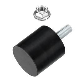 sourcing map M10 Thread Rubber Mounts, Vibration Isolators, Cylindrical Shock Absorber with Studs 40 x 40mm with Non-Slip Nuts