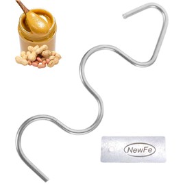 Newfe Longer Peanut Butter Stirrer 304 Stainless Steel Peanut Butter Stirring Stick – Efficient Mixing Tool for Natural Peanut Butter, Peanut Butter Stirrer with Scraper Fits Most Jars Dishwasher Safe