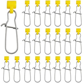 35pcs Fihsing Sinker Slide with Hooked Snaps Catfishing Rig Heavy Duty Fishing Finder Weight Sinker Slides Stainless Steel Duo Lock Line Connector for Fishing Tackle Box (Yellow - 35pcs)
