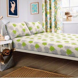 Olivia Rocco Sloth Duvet Cover Set Pink Duvet Cover Quilt Fitted Sheet Pillow Case Kids Bedding Set Soft Easy Care Kids Children's Bedding Duvet Set Quilt Bed Covers (Single Fitted Sheet Set)