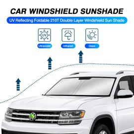 KUST Parasol para parabrisas para Volkswagen Atlas 2018 2019 2020 2021 VW Atlas Cross Sport Parasol plegable protector de sol bloquea los rayos UV para mantener tu coche más fresco