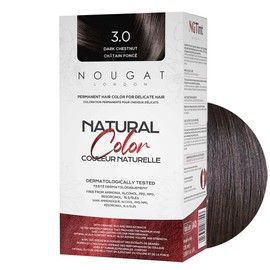 NOUGAT Dark Chestnut Natural Permanent Hair Color Kit,Dermatologically Tested, Ammonia & Alcohol Free, 100% Grey Coverage, Hair Mask & Essence included, Long Lasting