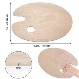 JIADEXIN Pack of 2 Wooden Painting Palettes - Oval Palette Mixing Pallet Finger Hole Painting Palette Universal Palette for Watercolour Acrylic Painting Oil Paints