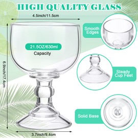 Set of 12 Schooner Beer Glass 21.5 oz Extra Large Margarita Glass Clear Fishbowl Cup for Drinks Thick Bottom Goblet Shrimp Cocktail Cups for Drinking Coronaritas Beer Margarita Juice Water