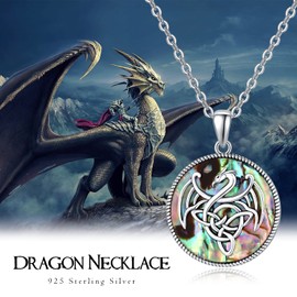 Dragon Necklace 925 Sterling Sliver Ablone Animal Necklace Dragon Gifts Birthday Christmas Gifts Women Men