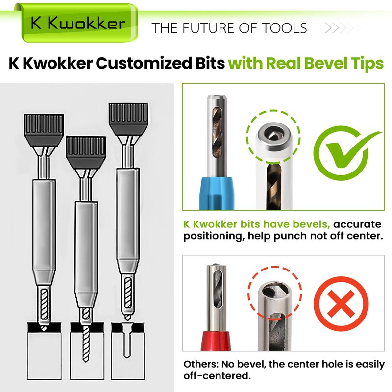K Kwokker Upgraded Self Centering Drill Bit Set 1/4" Hex