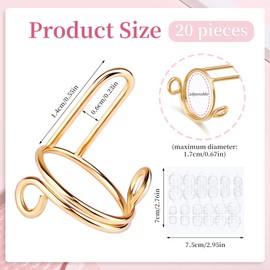 20PCS Wudu Nail Rings with 120PCS Adhesive Nail Tabs ，Wudu Nail Rings for Acrylic Nails Non-Tarnish Adjustable No Glue No Adhesive Women Gift Ring Set for HALAL NAILS, Nail Art Decoration