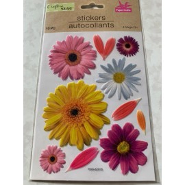 Crafter's Square CRAFTER’S SQUARE STICKERS REUSEABLE ‘MAGIC-ON’ MULTI-COLORED DAISIES DAISY FLORA