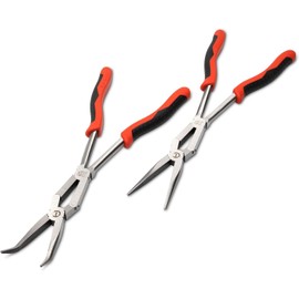 Crescent X2 Straight & Bent Long Nose, Dual-Material Plier Set - Premium Basic Tools - PSX204C - 13", Red & Black