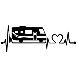 RV Motorhome Heartbeat Lifeline Black Vinyl Decal Sticker BGK1153