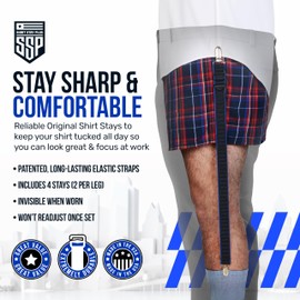 World's Best Shirt Stays for Men Police and Military-Heavy Duty-Made in USA (Original Style)(Back the Blue LEO Edition) 1 Pair of Shirt Keepers/Garter