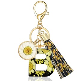 XGALBLA Letter B Keychain Accessories Cute Sunflower Initial Key Ring Premium Bag Charm Keychain Accessories for Women