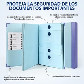 Mportante Carpeta Organizadora de Documentos，Organizador de Archivos Expandible，Folio Etiquetas, Documents with 12 Pockets con Storing Important Papers para papel A4, Gran Capacidad, Portátil