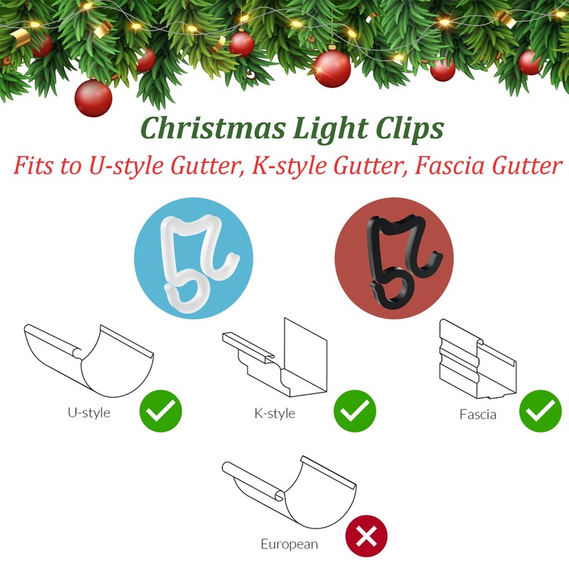 Profully Christmas Light Clips, Plastic Gutter Clips for Hanging Hooks