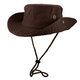 Gelante 100% Cotton Stone-Washed Adjustable Bucket Safari Boonie Sun Hats.1910-1PC Dark Brown L/XL
