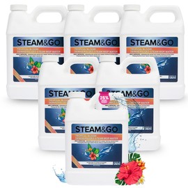 Steam & Go Demineralized Water for Steam Cleaner, PVC-Free Floor Cleaner Liquid Compatible With Any Mop Steamer, Multisurface Cleaner, Scented Mop Solution, Tropical Bloom, 32 oz, Pack of 6