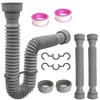 2-Pack Flexible Sink Drain Pipes with P-Trap - With Compatibility