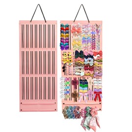 ZMD Hair Bow Holder Organizer for Girls, Baby Hanging Hair Claw Clip Organizer Hair Clips Storage Hanger Hair Accessories Claw Clip Storage for Wall, Door, Closet (Pink, Large)