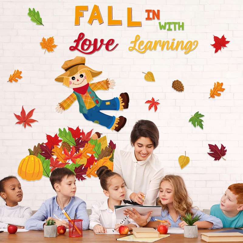 Fall Bulletin Board Decorations Set Autumn Scarecrow Maple Leaves Pumpkin