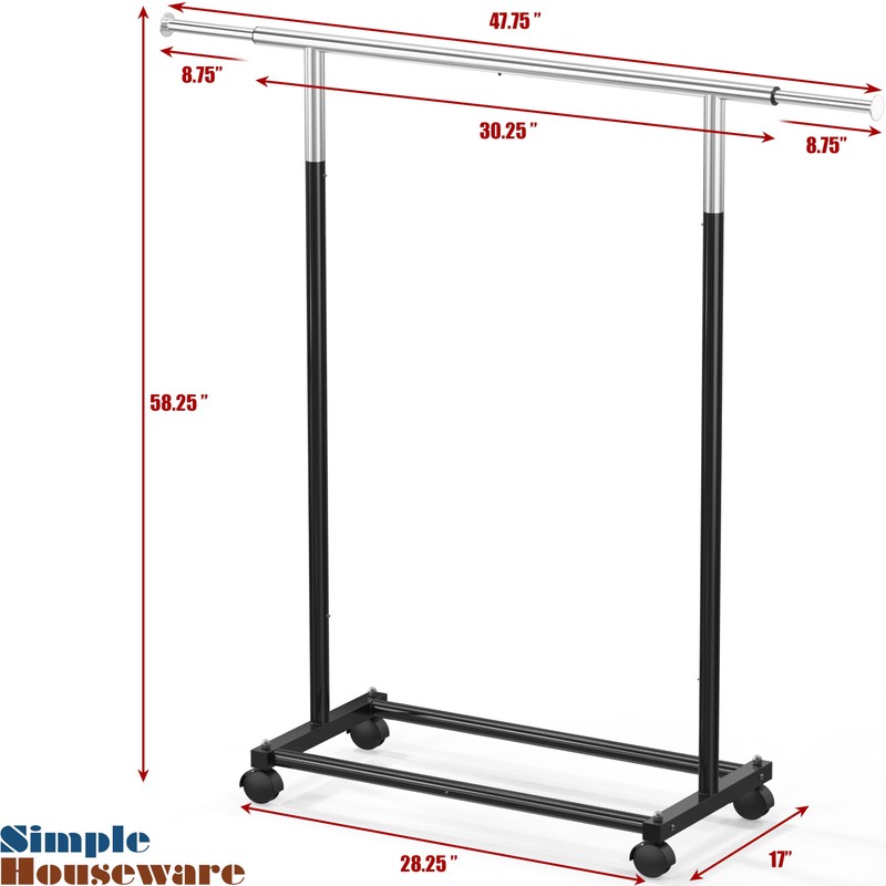 Simple Houseware Standard Rod Garment Rack, Black