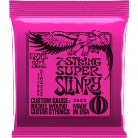 Ernie Ball 7-String Super Slinky Nickel Wound Electric Guitar Strings, 9-52 Gauge (P02623)