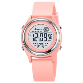 Reloj digital para mujer, con visualización LED, correa de silicona, militar, multifunción, impermeable, con alarma, cronómetro, retroiluminación LED, reloj deportivo al aire última intervensión, Rosa (D Pink)
