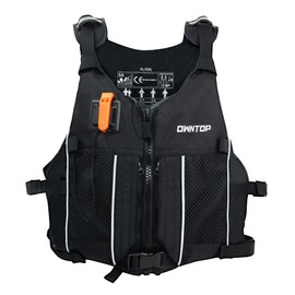 Owntop Swim Jacket Adult, Lightweight Kayak Swim Vests, Hydration Pocket for Paddle, Boating, Fishing, Water Sports (Black, M/L)