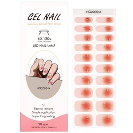 LabTabBa 20pcs Semi Cured Gel Nail Strips Salon Quality DIY Wraps UV Light Required