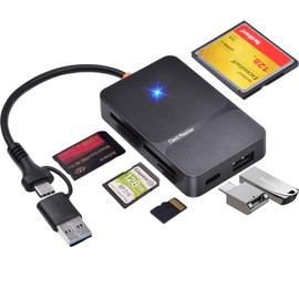 HEILUON Lector de Tarjetas SD 8 en 1, Velocidad 5Gbps, Memory Stick Pro Duo Adaptador, USB 3.0 y Tipo-C para PC y Móvil, Compatible con SD/TF/CF/MS/Micro SD, Plug and Play, Sin Aplicaciones