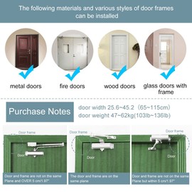 Onarway Onarway Door Closer Automatic for Home: Adjustable Speed Size 3 Spring Hydraulic Aluminum Alloy Closure for Residential and Light Commercial Use for Door Weights 99~132 Lbs Easy Install