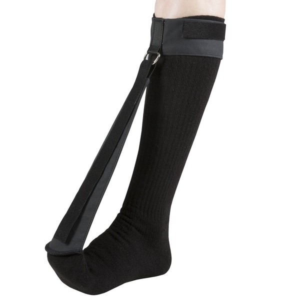 OTC Night Sock, Plantar Fasciitis, Achilles Tendonitis, Step Arch Tight Calf Muscle Support, Black, Large