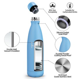 HoneyHolly Stainless Steel Water Bottle, Thermos Flask, 750 ml, BPA-Free, Leak-Proof Vacuum Insulated, Thermos Flask, Double-Walled Water Bottle for Bike, Travel, Sports, Yoga, Camping, Bicycle