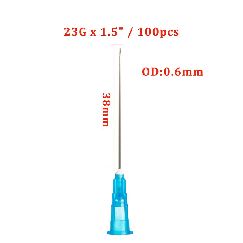 23G x 1.5 inch (0.60 x 38mm), stainless steel Dispensing