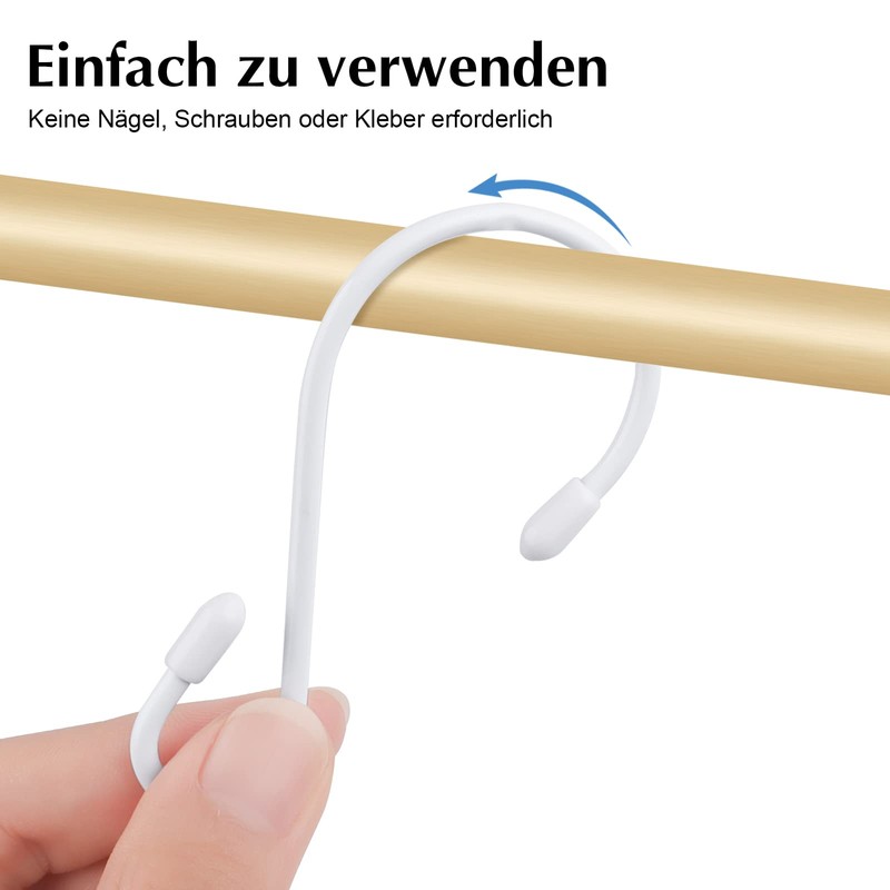 JatilEr Pack of 12 S Hooks, White, 8 cm S