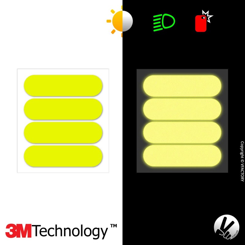 VFLUO - Kit 4 Strips Fluorescent Yellow Reflective Motorcycle Helmet