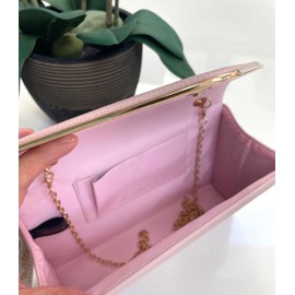 Leah Ward Women's Faux Leather Flap Clutch Bags Wedding Party Handbags For Women (Blush)