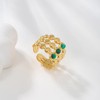 Dikixe Luxury Yellow GoldPlated Three-layer Inlaid Malachite Stone Rings for
