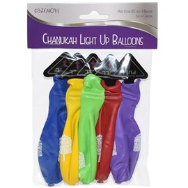 Hanukkah Light Up Balloons, 5 Pack, Multicolor, 12 Inch, LED Illuminated
