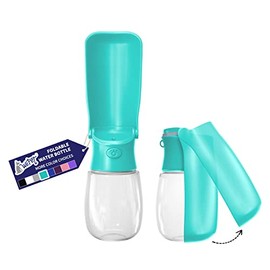 WePet Portable Foldable Dog Water Bottle, 12OZ, Leak Proof Puppy Water Dispenser with Drinking Feeder for Pets Outdoor Walking, Hiking, Travel, Food Grade Plastic