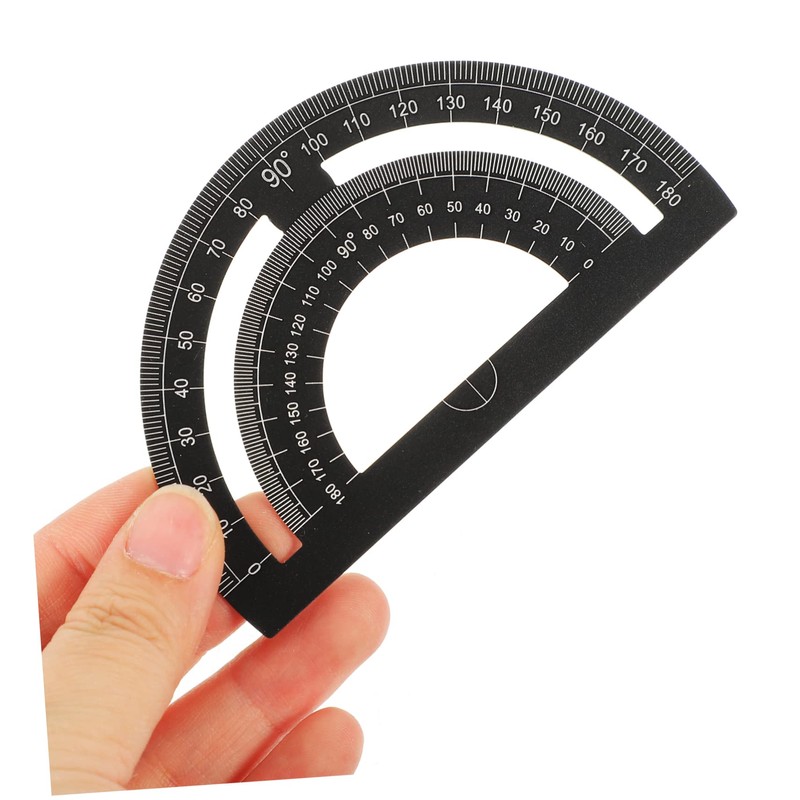 4Pcs Black Metal Ruler Set - Geometry Tools with Straight