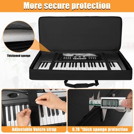 ITHWIU Padded 8mm Shockproof Slim61 Keys Keyboard Case Electric Piano Keyboard Gig Bag Well Protection with Adjustable Straps and 4-Pocket for Keyboard Accessaries, Black