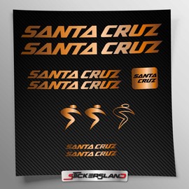 Sticker Kit Compatible with Santa Cruz MTB Mountain Bike Frame and Helmet | Decals Sticker Decal Bike Logos | Stickersland® (Copper/Shiny Bronze Metallic)
