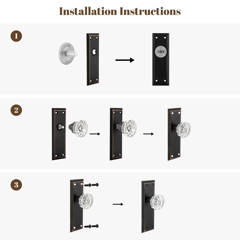 ToPToToo Single-Side Glass Dummy Door Knobs, Inactive Door Knobs for